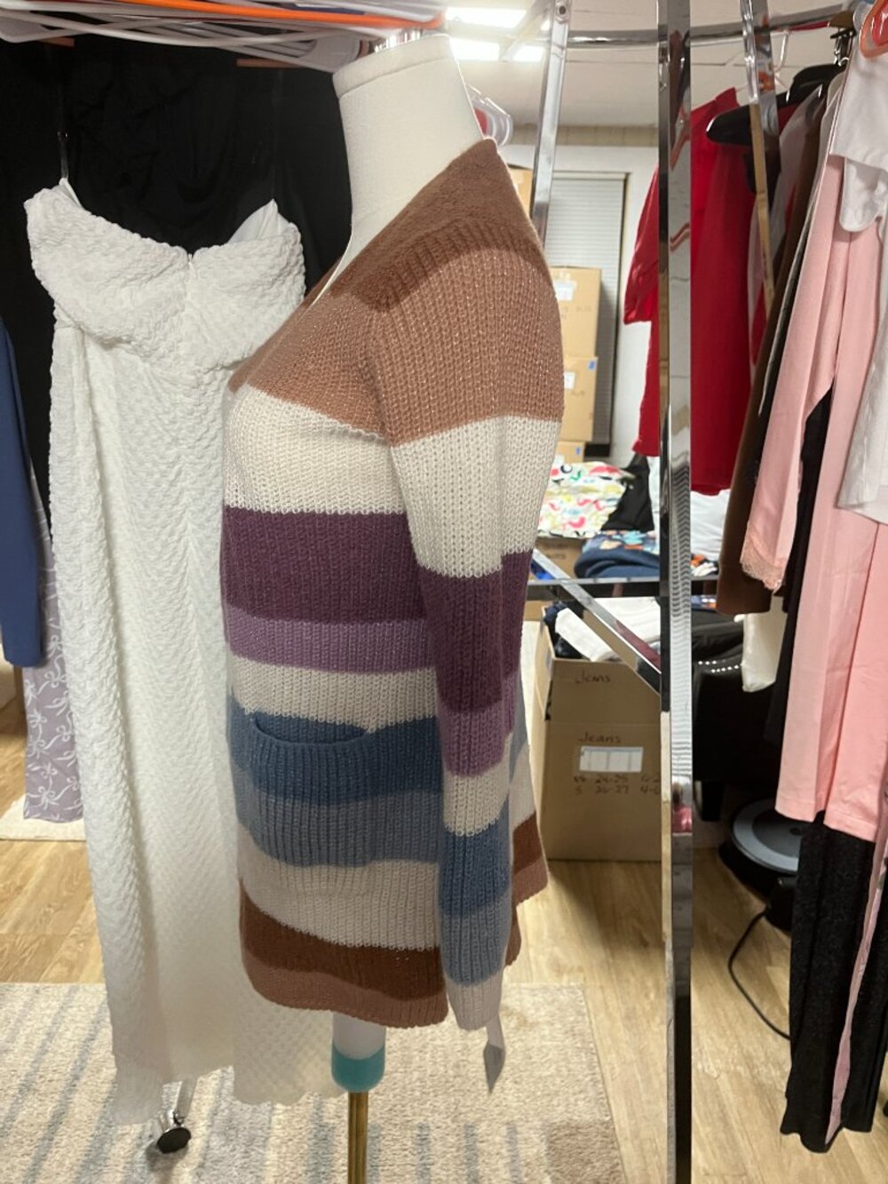 NWT Amy Byer Striped Open Front Cardigan Sweater Medium - Picture 4 of 12
